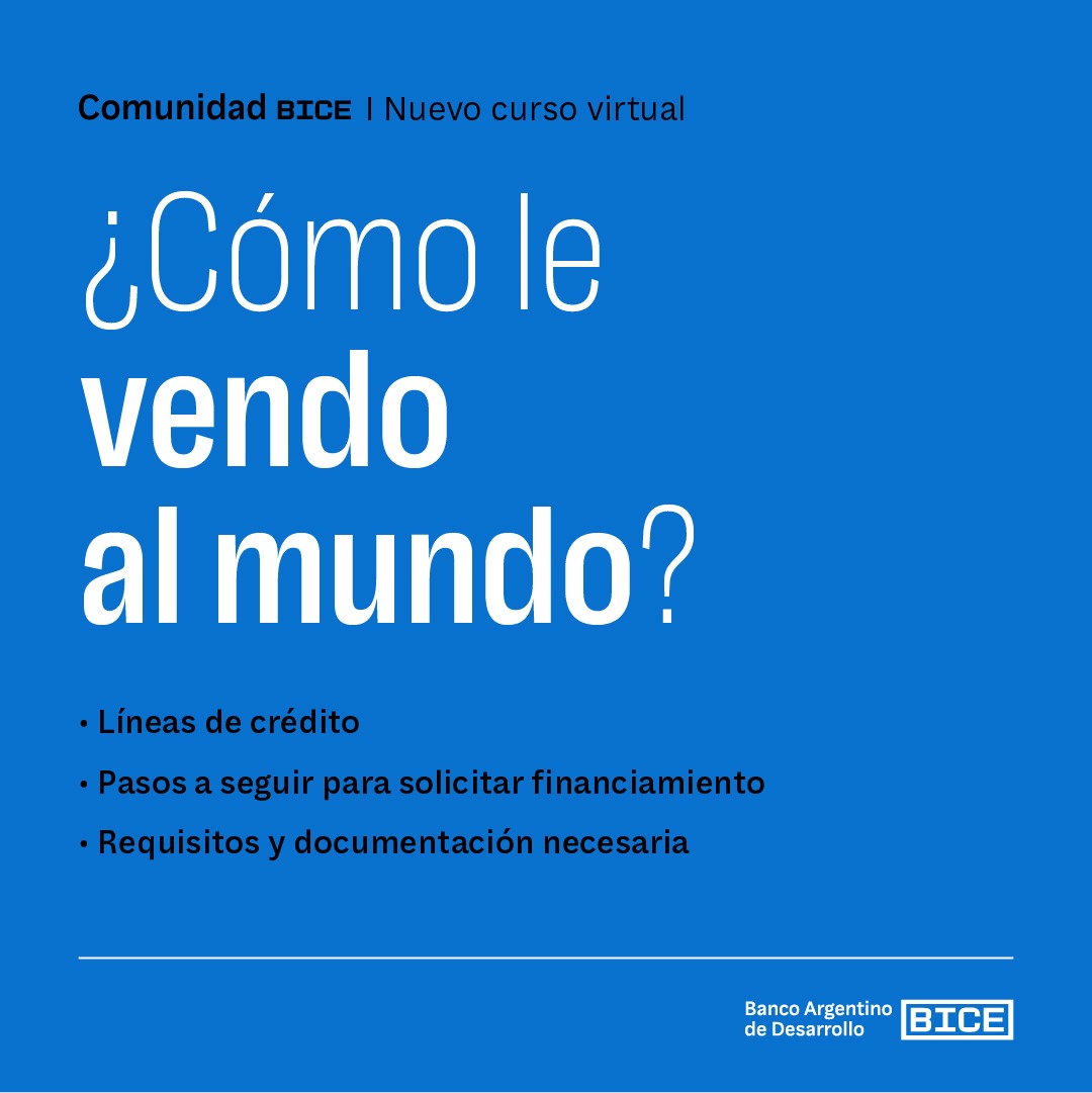 bice_arg's tweet photo. En este nuevo curso te contamos las alternativas de financiamiento que existen en el mercado a la hora de exportar. Información indispensable para las empresas que quieren vender sus productos fuera del país.

📲 Para verlo: https://t.co/4Svoya36Bx https://t.co/b2HenARmvS
