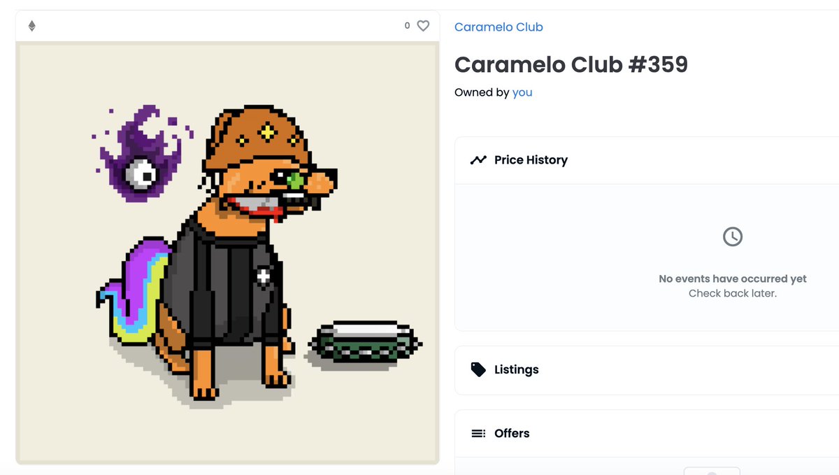 GM! Just minted my first #NFT of 2023! I chose to support <a href="/CarameloClubNFT/">Caramelo Club</a>, Brazilian project that helps abandoned animals (2,500+ so far). 

Let's make it a move fam! Start '23 making the world a better place to live. If you care, retweet this post to share awareness and love!♥️