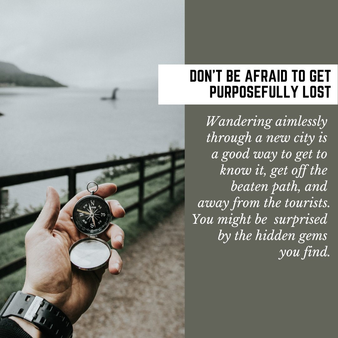 mirela_iepurela's tweet image. #TravelTipsTuesday: DON&apos;T BE AFRAID TO GET PURPOSEFULLY LOST. Wandering aimlessly through a new city is a good way to know it, get off the beaten path, and away from the tourists. You might be surprised by the hidden gems you find.
#traveltips #traveltipsandtricks