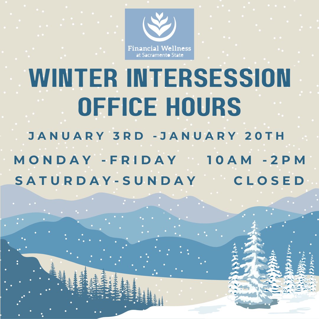 ❄️We'll be in office this winter intersession in case you have any questions!❄️

📍 Lassen 1000
✉️ green2gold@csus.edu
📞  916-278-4192