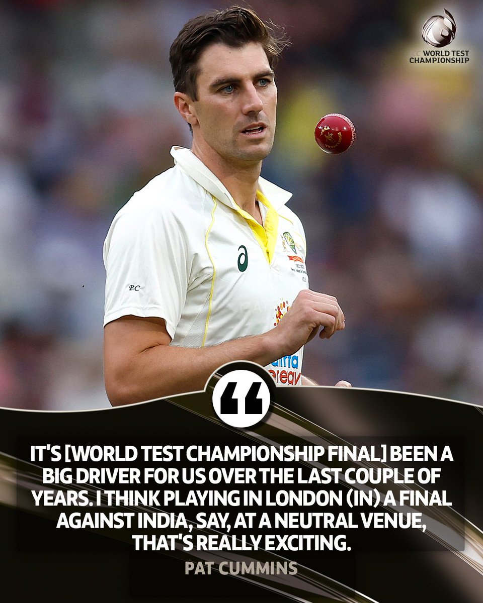 ICC's tweet photo. Australia 🆚 India in #WTC23 Final? 🤔

What Pat Cummins had to say 👉 https://t.co/w7WPyXT0UJ https://t.co/8ctrjsT8Id