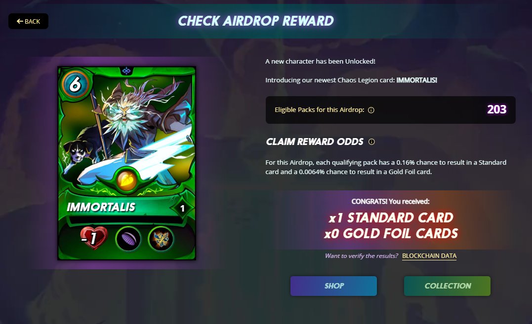 Wow! My first airdrop reward ever! Lucky~ 🤩
#splinterlands