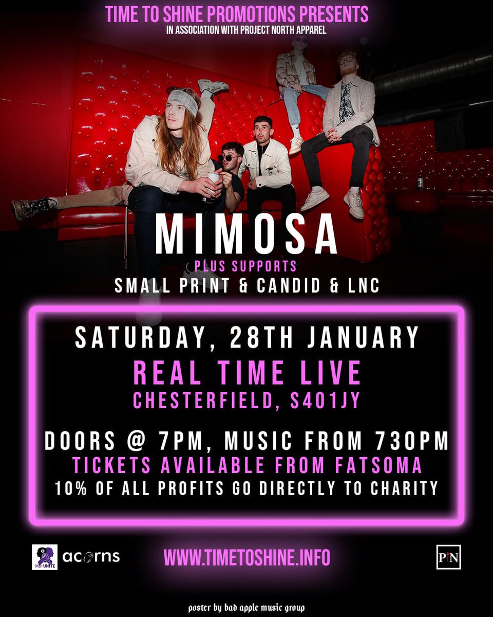 CHESTERFIELD - JAN 28TH. Starting 23 off with a bang in Chesterfield for the first time ❗️ Buzzing to be joining Mimosa at @RealTimeLive1 - it’s gunna be mega. Come on down. 🎟️ fatsoma.com/e/zb59mva8/tim… 📷 Mariana Moreira