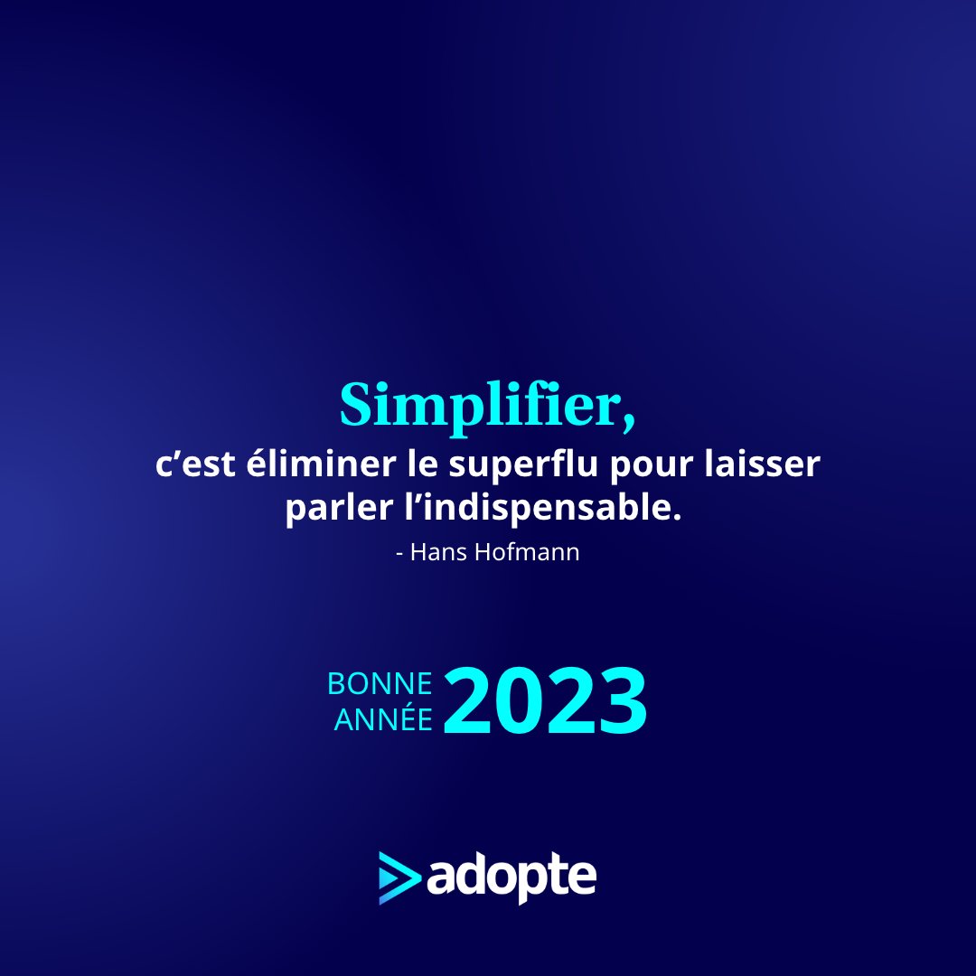 En 2023, faisons simple : toute l’équipe Adopte vous souhaite une bonne année ! 🥳
Simplifier, se transformer et adopter le monde de demain. 🌍