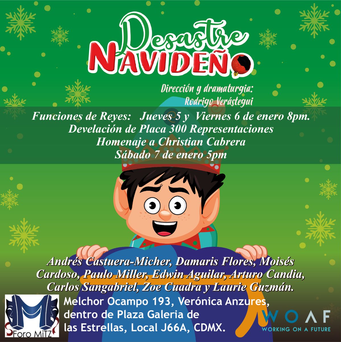 Los Reyes👑 nos trajeron 3 funciones más de <a href="/Desastre_Nav/">Desastre Navideño</a> donde además podrás disfrutar las nuevas historias 🤩
Sábado 7 de enero,develamos placa por 300 representaciones y un homenaje a <a href="/SoyKrisCabrera/">♕La Tía De Les Muchaches♕</a>
Reserva tu lugar solo $50 al WhatsApp 55 5350 3575
Te esperamos en #ForoMitz