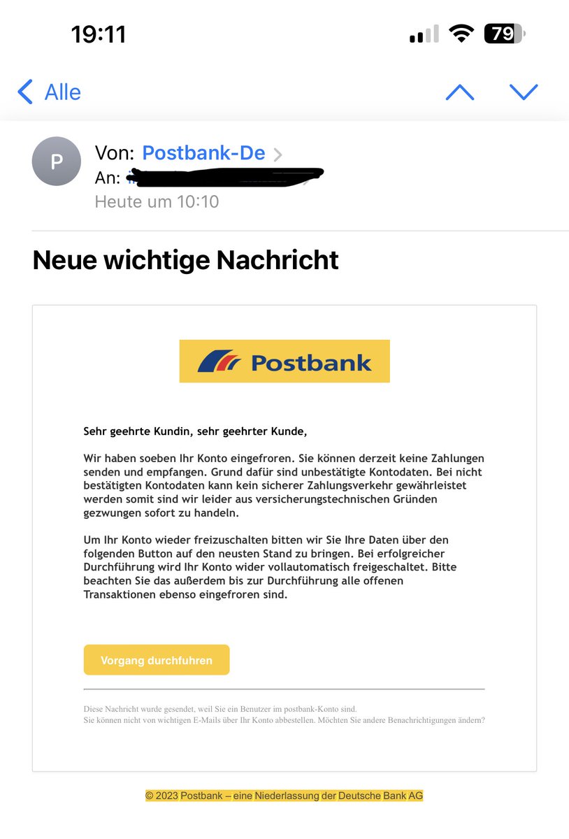 Gibt acht ☝️Und wieder eine Fishing E-Mail diesmal von info@bicosec.it. Leider fallen immer noch viele Menschen darauf rein.