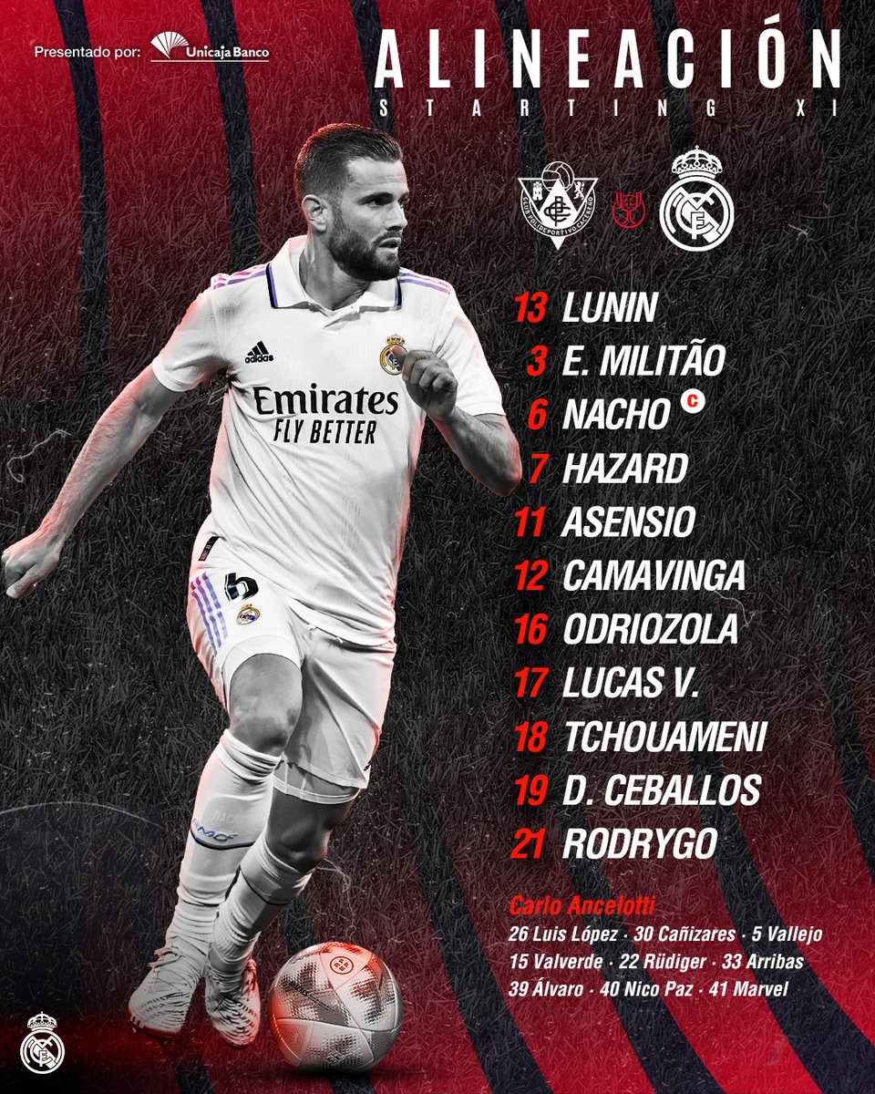 Cacereno vs Real Madrid line-up 2