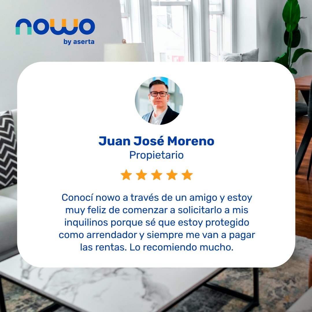 nowomx's tweet photo. Nuestros clientes nos recomiendan.
Si quieres estar tranquilo y protegido al momento de rentar tu vivienda, solicita la garantía nowo.
Conoce más en https://t.co/MLYVWjjpgK
#Somosnowo #LoTuyoEsTuyo #nowo #RentaGarantizada #ProtegemosTuRenta https://t.co/bzqSWr6Sdn