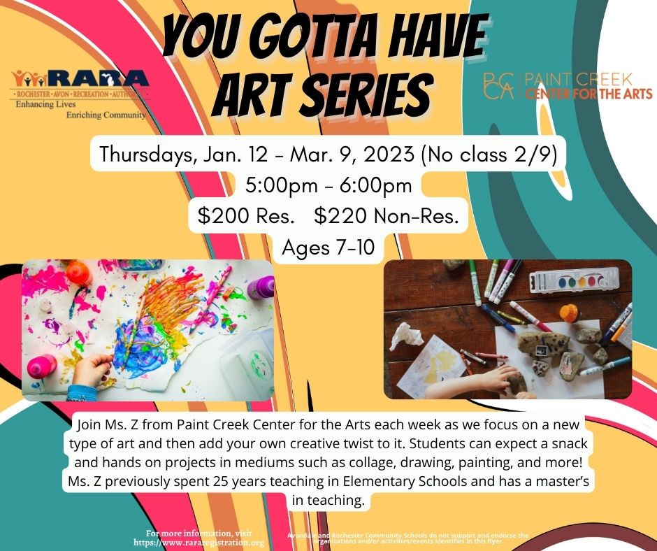 Paint Creek Center for the Arts has some awesome art classes coming up very quickly! You will not want to miss out on these unique classes. Sign up now rararegistration.org