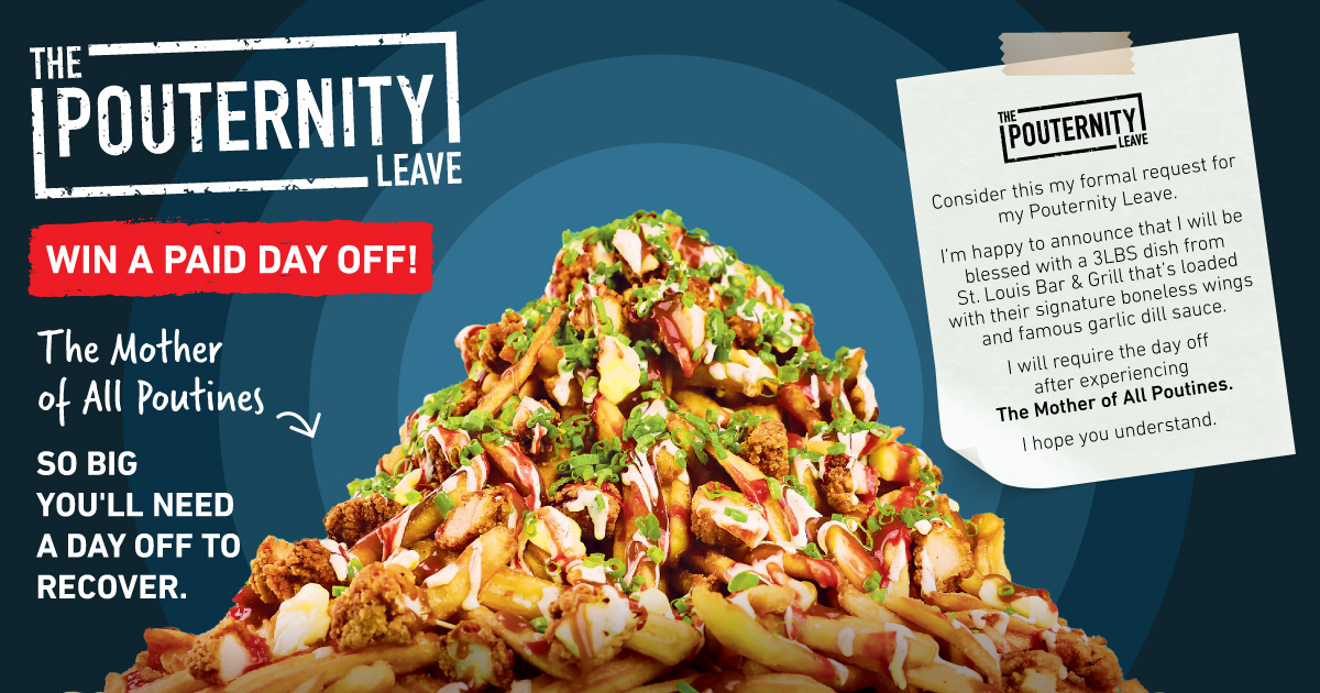 The Mother of All Poutines is no small feat... it's HUGE. So huge, that you'll need a full day off to recover. Enter to win a $250 VISA gift card so you can take a well-deserved #PouternityLeave. 

🌟Retweet this post to enter.🌟

—
Full contest rules: stlouiswings.com/rules/pouterni…