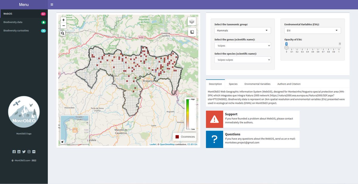 SBLab2's tweet photo. Montobeo project as huge news for you!
The Web Geographic Information System (Web GIS) as arrived! 
🐗 Here you can find the distribution of all the species recorded in in Montesinho/Nogueira special protection area (MN-SPA)! 🐸
To use the Web GIS, please visit our site. https://t.co/lTPfQ6ZdZV