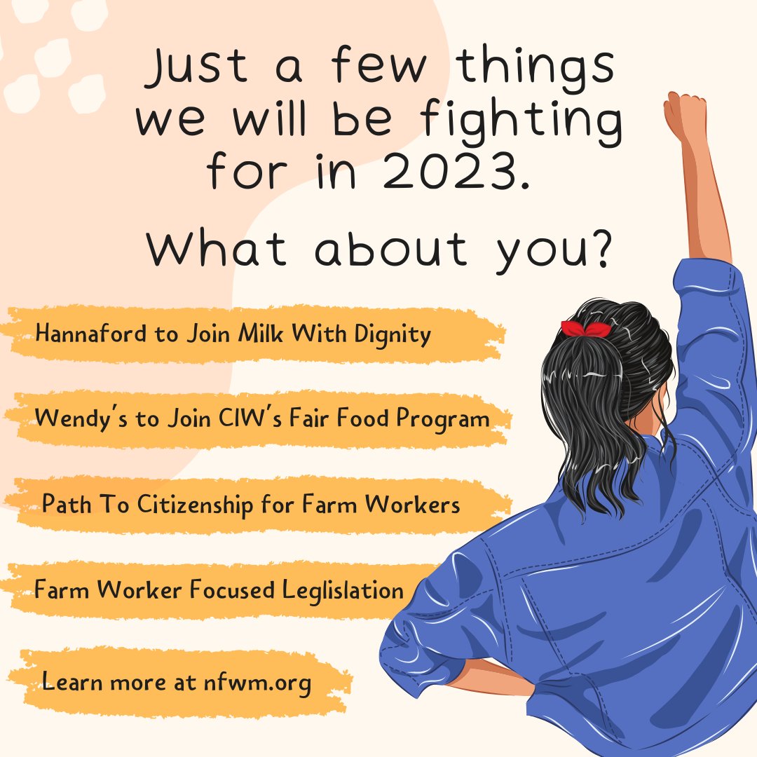 Let's make 2023 one for the history books in the Farm Worker Movement. 

Learn more about our work alongside #farmworkers at nfwm.org. #FarmWorkerJustice #SiSePuede