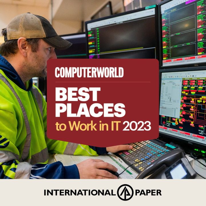 IntlPaperCo's tweet image. We are proud of our team members for announcing International Paper one of Computer World's "Best Places to Work in IT 2023" #ProudToBeIP