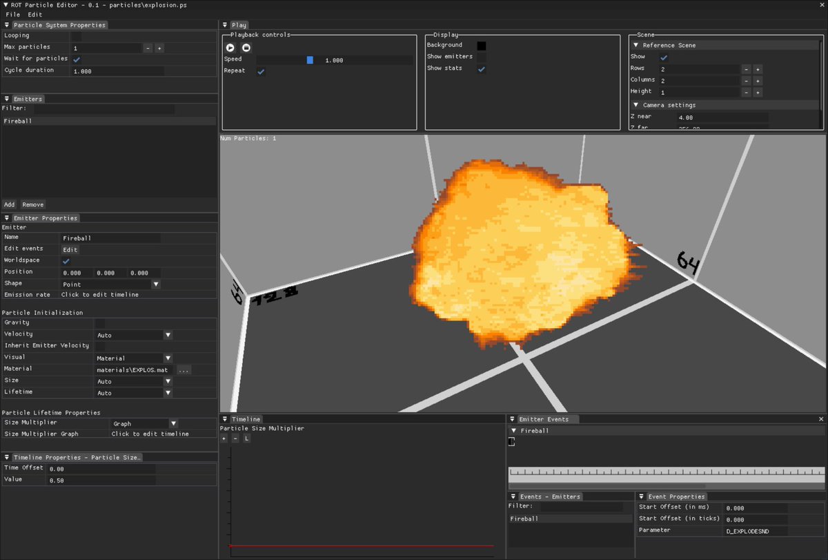 BertStevens83's tweet photo. Decided to make a particle editor during the holiday break. ROTT had a surprisingly nice particle system for its day, so still missing some features (like collisions) and no software renderer yet. Written in #imgui renderered with #openGL 3.3. #riseofthetriad #gamedev https://t.co/mm9jQjbvsT