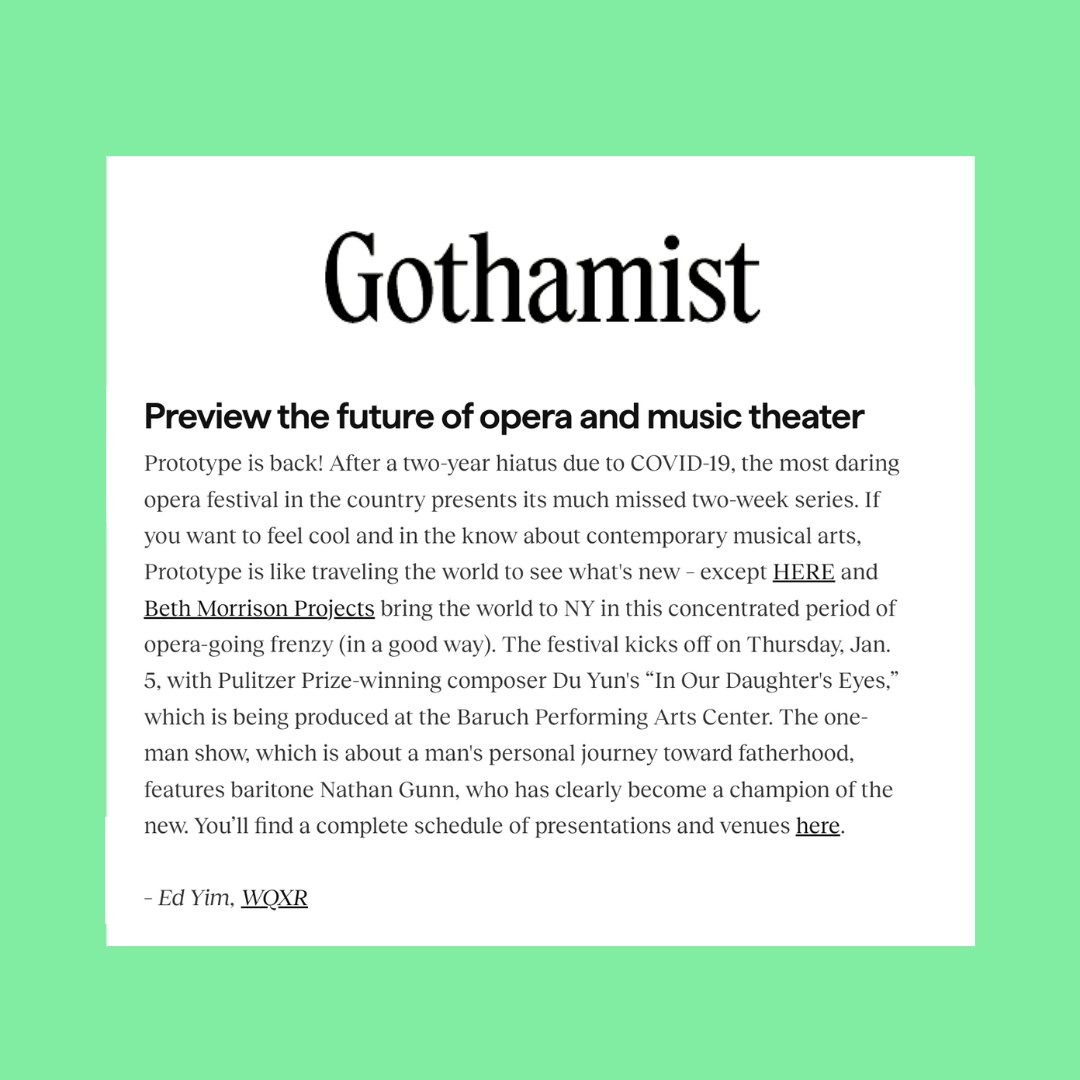 "The future of opera and music theatre" (Gothamist) begins this Thursday and opens with Pulitzer Prize-winning composer Du Yun's IN OUR DAUGHTER'S EYES. 

Get tix now in the link in our bio!

 #newyorkcity #nyc  #theatre #liveperformance #opera #singing #dance #meetopera