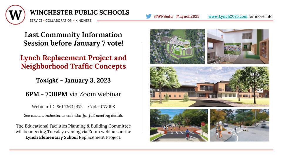 bricknix's tweet image. Big news on #MSBA funding!! Join us TONIGHT to learn more in last webinar on 𝗟𝘆𝗻𝗰𝗵 𝗘𝗹𝗲𝗺𝗲𝗻𝘁𝗮𝗿𝘆 𝗣𝗿𝗼𝗷𝗲𝗰𝘁 &amp;amp; area traffic plans before 1/7 vote! All welcome to attend, learn about project &amp;amp; ask questions! lynch2025.com/home .@TheLynch_School .@WinchesterPics