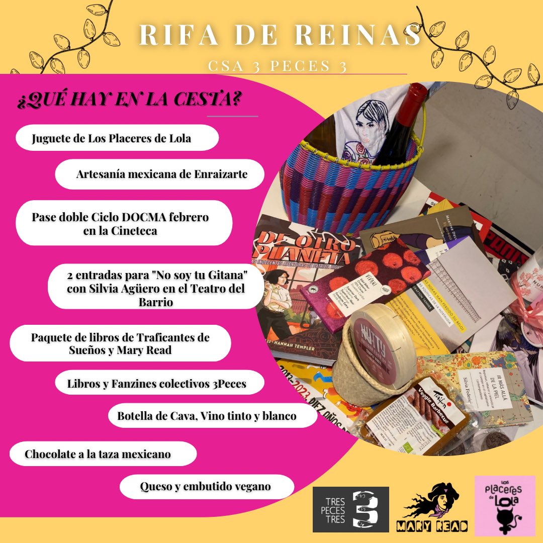 Mejor que los Reyes Magos: ¡#RifaDeReinas trespecera! Gana una fabulosa cesta desde 5€ el boleto. Paga por BIZUM o transferencia, envia el comprobante y te asignamos tus números. El día 9 a las 13h en IG: sorteo!! 🍀
Toda la info completa para participar: 3peces3.wordpress.com/2022/12/29/un-…