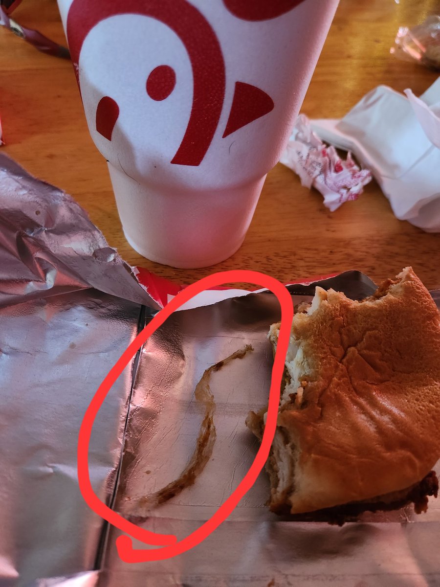 tk210's tweet image. Dear @ChickfilA just a reminder to remove plastic before cooking your sandwiches. Thought it was a chewy pickle.