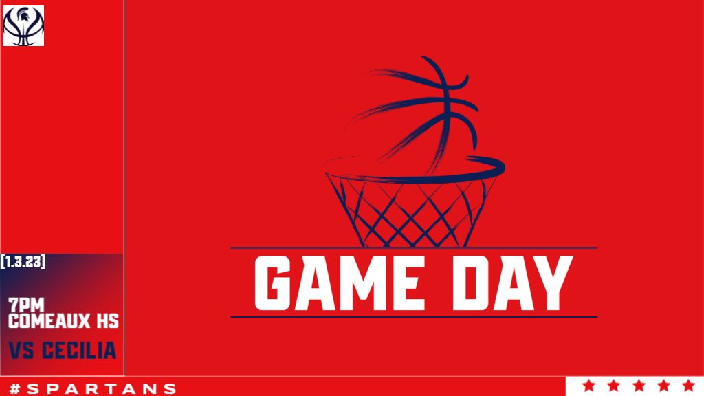 ComeauxHoops's tweet photo. Home game vs Cecilia tonight! JV 6pm followed by Varsity #Spartans https://t.co/Q1NGa8Q1cs