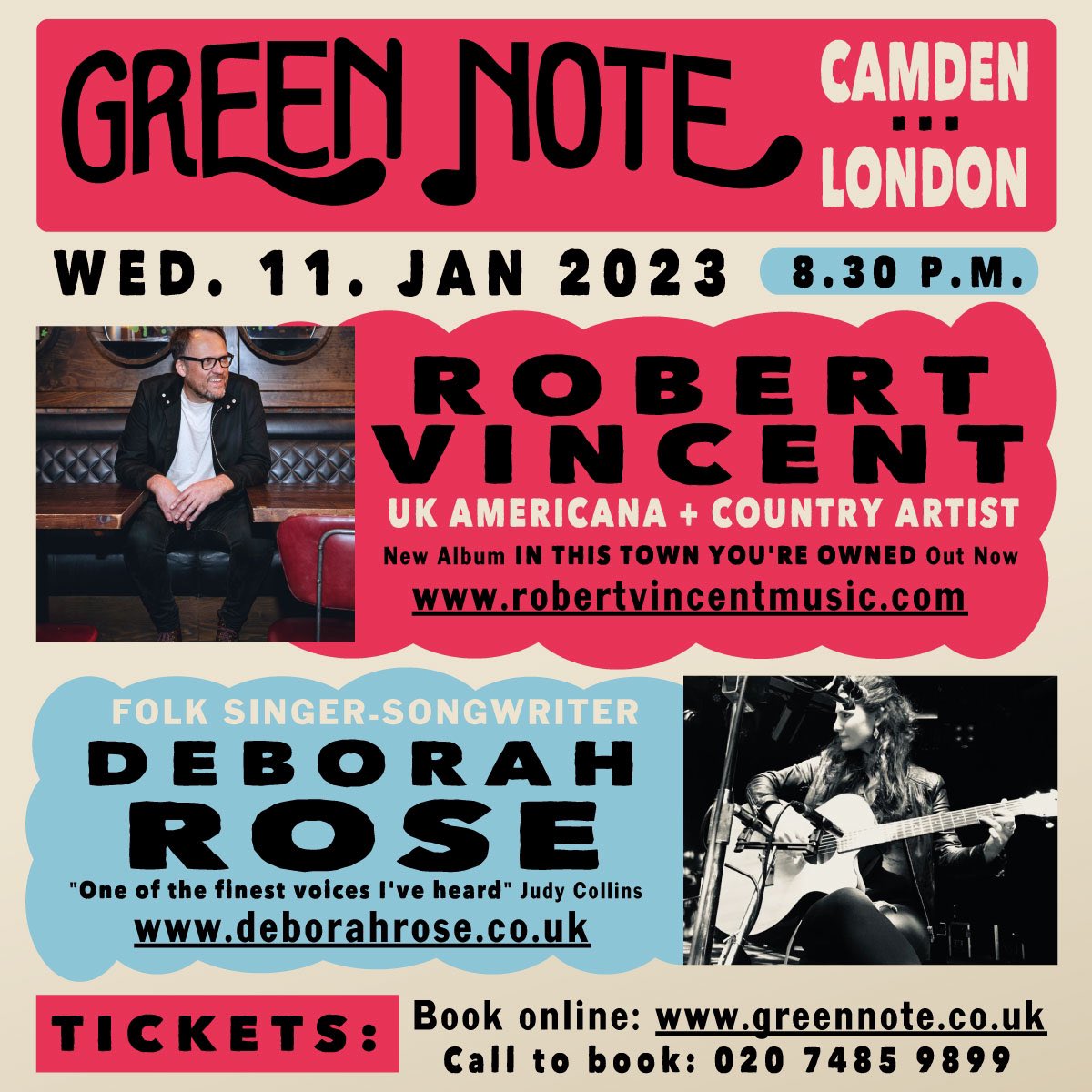 DeborahRose_'s tweet photo. Nearly sold out ! Book in advance if you are planning to come next Wednesday ! A few tickets left 🌟 @RobVincentMusic @GreenNote https://t.co/5ObCsE50q9
