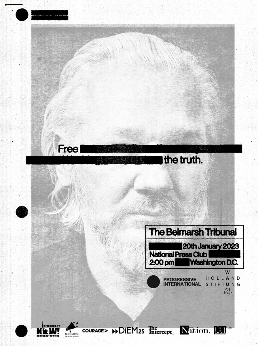 ProgIntl's tweet photo. Julian Assange will be free — if we demand it. The Belmarsh Tribunal comes to Washington DC to tell @POTUS: Protect the First Amendment and drop the charges against Assange: https://t.co/Ryc4z9s0nL https://t.co/Ctfjkd9jzW