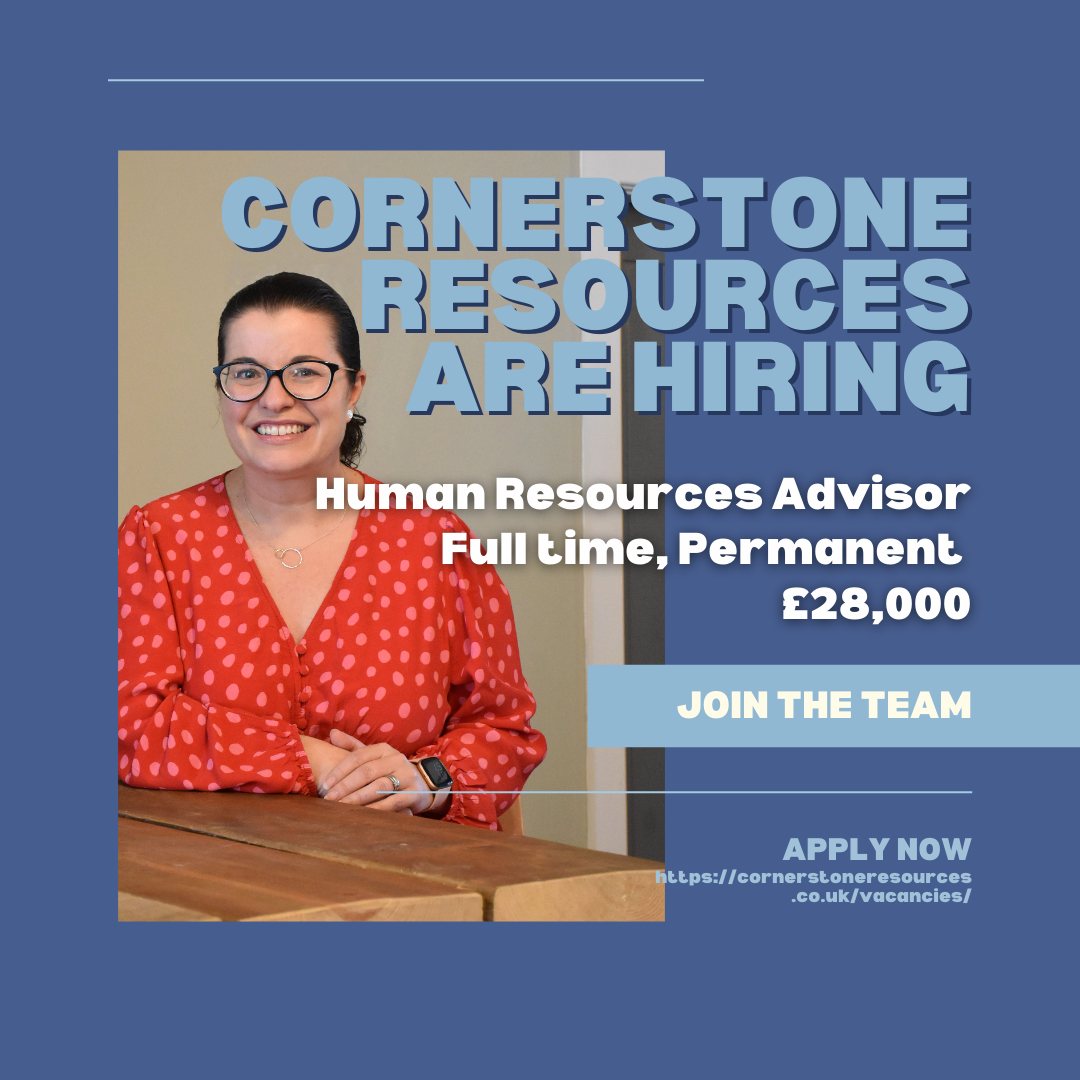 We are recruiting a #HRAdvisor to join our growing team. The role is based in our #Stockport office but will be hybrid once the initial induction is over. Visit cornerstoneresources.co.uk/vacancies for more information and to apply. #recruitment #hrconsultancy #cheshire #manchester
