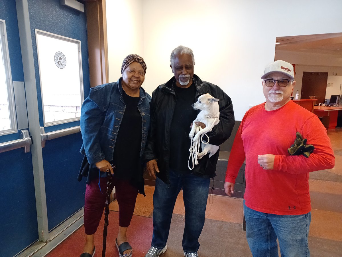 Quite the moment at the shelter yesterday! 
A man found a dog on 12/31 and checked with neighbors, posted online, &amp; then came to the shelter. While in line, the dog's owner walked into the lobby &amp; yelled "Charlie!" Everyone was cheering!
He is now microchipped &amp; w/his family!🥰