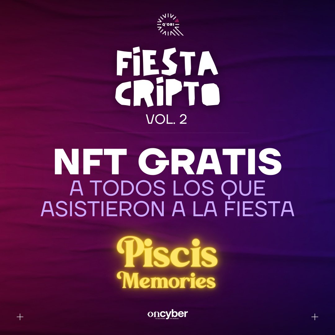 QoriProject's tweet photo. ¡Si fuiste parte de la #FiestaCripto el 28/12 tienes un NFT gratis! Envíanos un DM y te enviaremos una memoria de @PiscisCantante en NFT ⚡️ https://t.co/lin68x3ztP