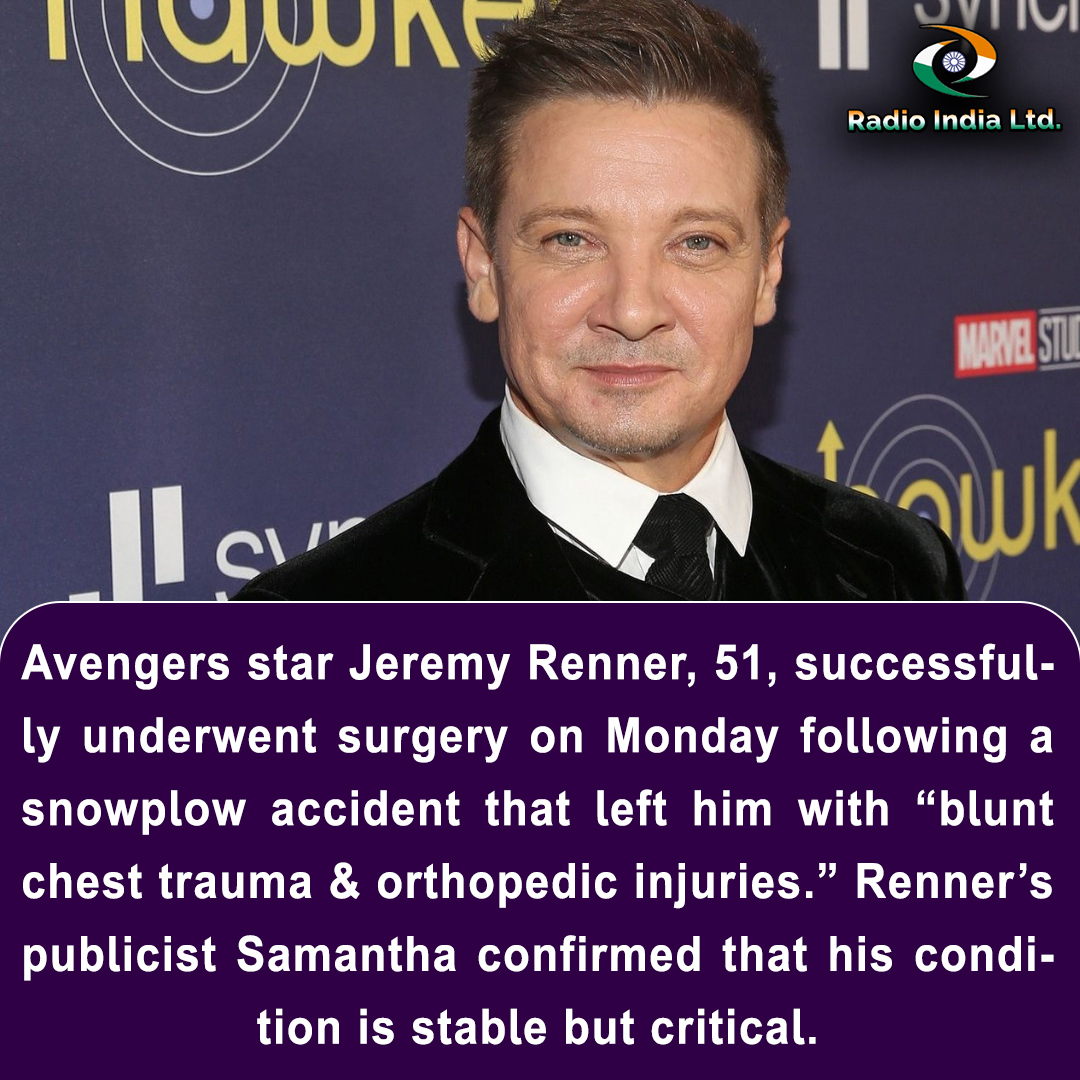 #Avengersstar #JeremyRenner, 51, successfully #underwentsurgery on Monday following a #snowplowaccident that left him with “#bluntchesttrauma & #orthopedicinjuries.” #Renner’s publicist #Samantha confirmed that his condition is stable but #critical.