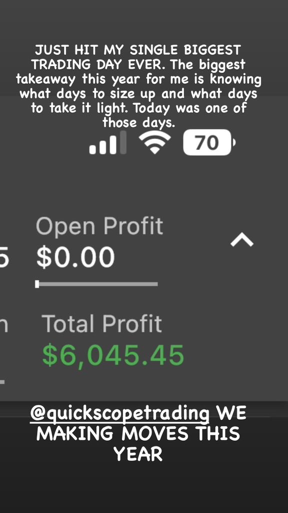 stavro7's tweet photo. My biggest single day ever. Happy new year to me this is the year of @quickscopetrading https://t.co/OlO3DkuHzN