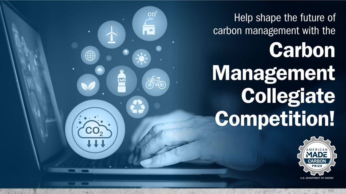 AMCprizes's tweet photo. Ready, set, #decarbonize! The new #CarbonComp by @ENERGY is now open. Join the competition to design a next-generation regional carbon network able to transport at least 1 million metric tons of CO2 per year. Learn more at https://t.co/IOqtSpry4m https://t.co/CVkIpaKcDy