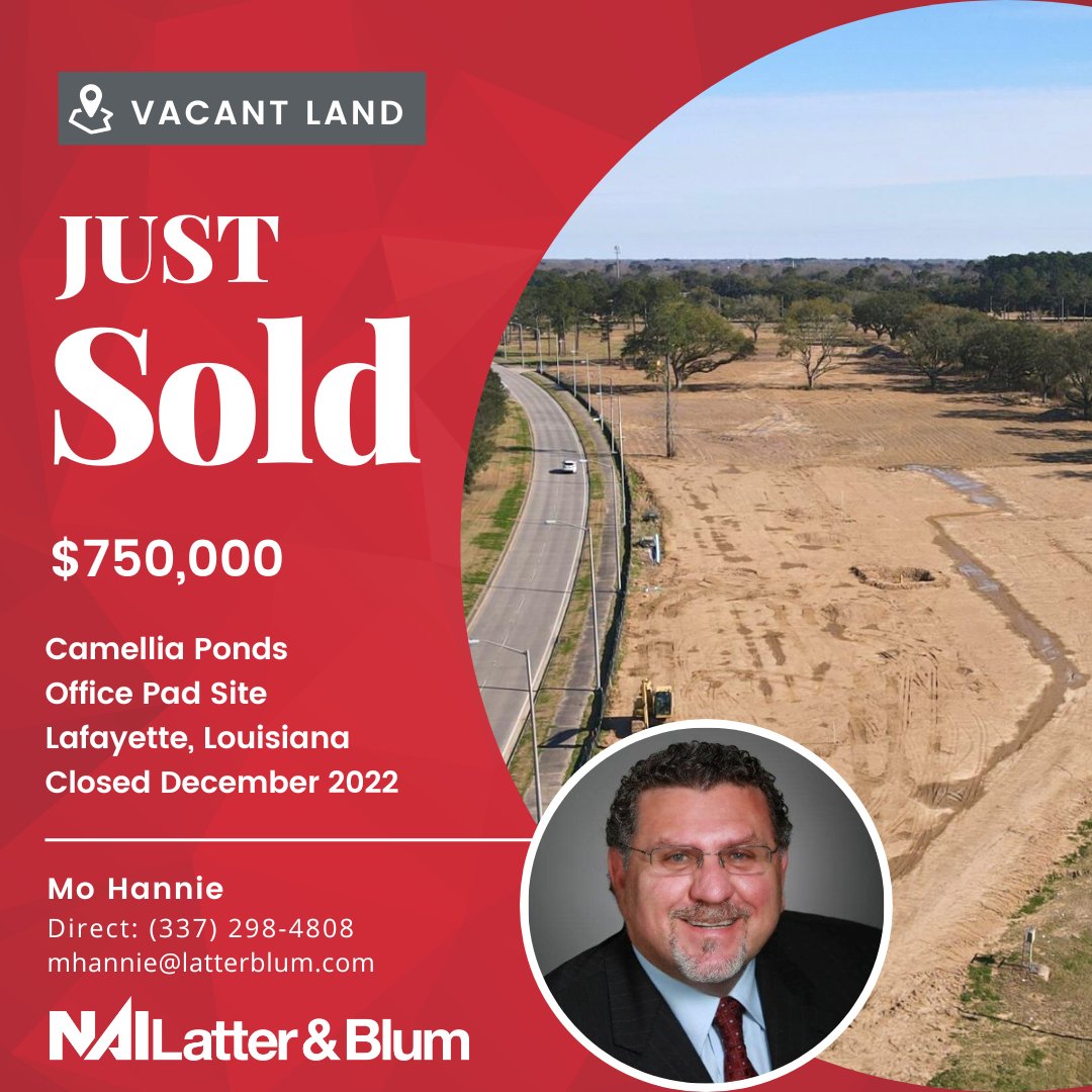💥Just Sold💥 Congratulations to Mo Hannie on his recent sale of an #office pad site in Lafayette, Louisiana! Good work, Mo! 👏
•
•
#cre #camelliaponds #acadiana #nailatterblum #naiglobal