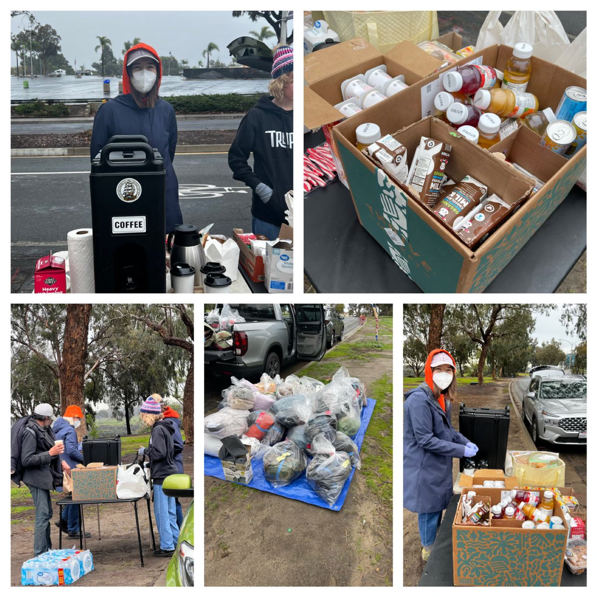 We handed out so much stuff today. Thankfully we had it all bagged because it was lightly raining off and on. Special thank you to <a href="/SevenSeasRoast/">Seven Seas Roasting</a> for providing the coffee supplies! <a href="/presley_co/">Presley & Co Fine Jewelers</a> thank you for getting us so many warm blankets and clothes. Everyone was so happy.