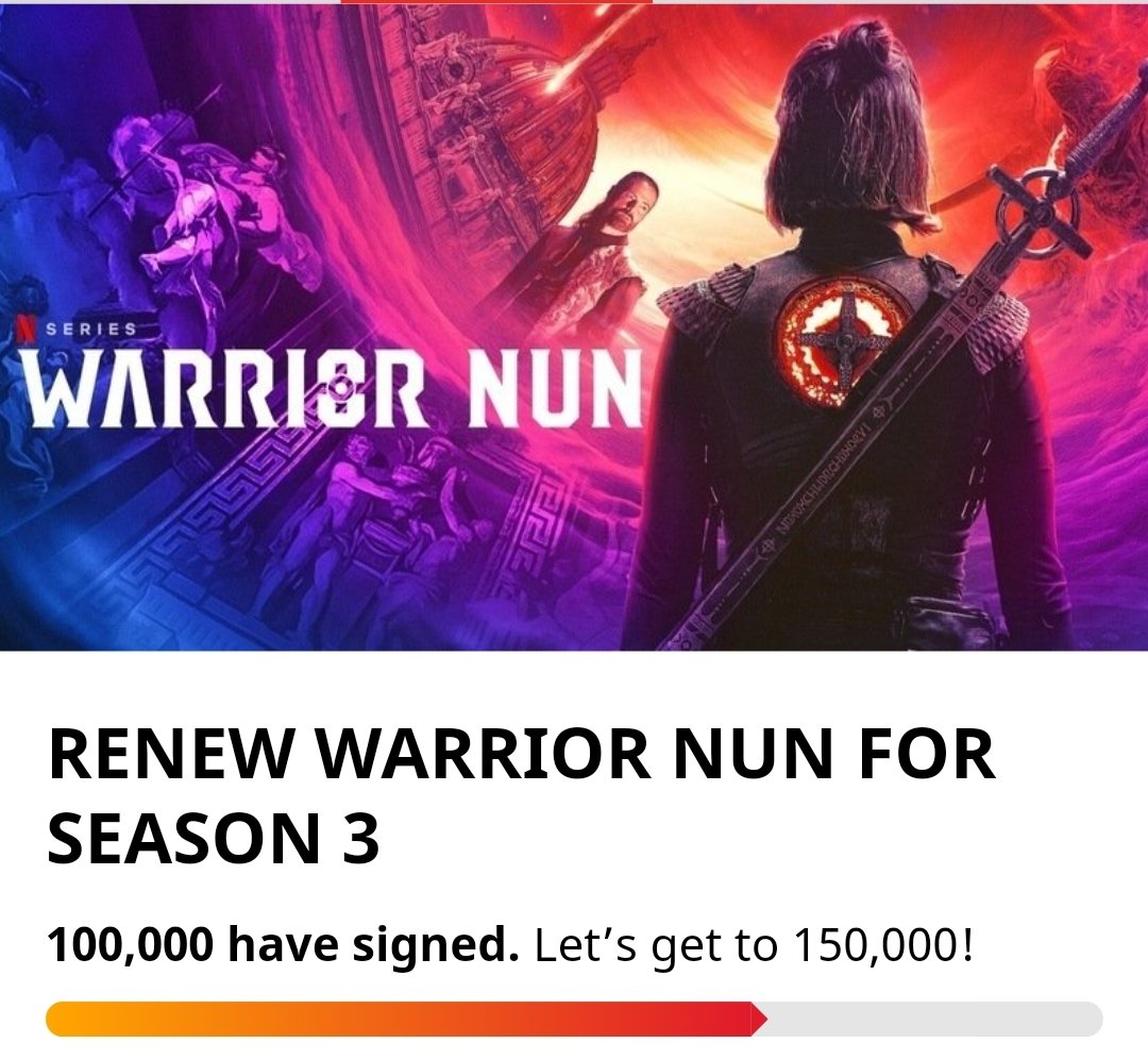‼️🔥WE DID IT🔥‼️

‼️WE JUST HIT ❗100K❗ PETITION SIGNS‼️

chng.it/hV2rbyc2Yb 
Remember to SIGN and confirm your email! 
Keep tweeting, keep RTs, keep fighting!
#SaveWarriorNun #WarriorNun 
@AppleTVPlus @AppleTVPlus
<a href="/PrimeVideo/">Prime Video</a> <a href="/WilliamMiller/">william miller 🤟🤟</a>
<a href="/sangriafalls/">bigboobs</a>