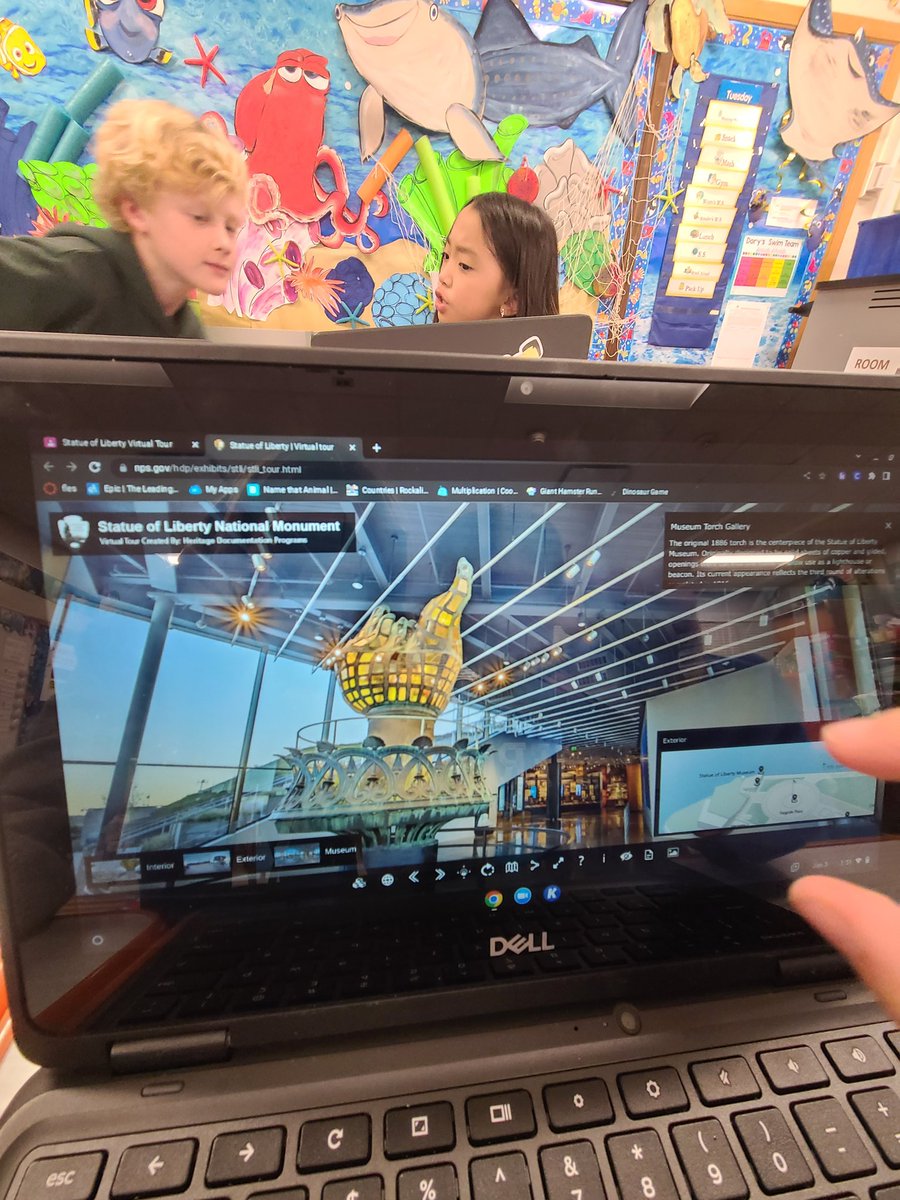 mmhteach's tweet photo. After discussing NY tourist attractions, #class3h took a virtual field trip to the Statue of Liberty! We also learned all about WHY she's "walking!" We can't wait to be tourists as we travel the world this year & discover other tourist attractions! @JRRS_Jericho #jrrsfamily https://t.co/bzYvBYDlYr