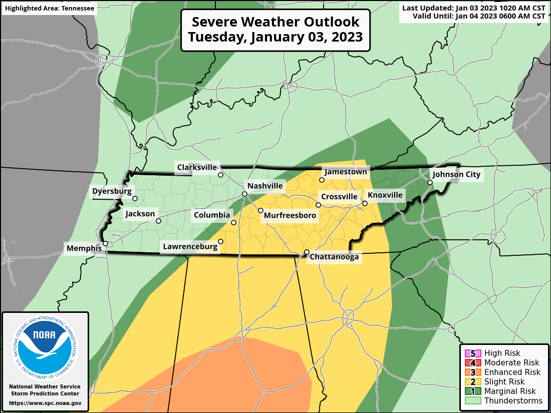 NWSNashville's tweet photo. The tornado watch has ended for Middle Tennessee, we are left with just rain and rumbles of thunder for the rest of the daytime. Watch out for deep puddles on roads and local flooding. Storms are still expected to re-intensify this evening and tonight, mainly east of I-65. https://t.co/arIqieZba3