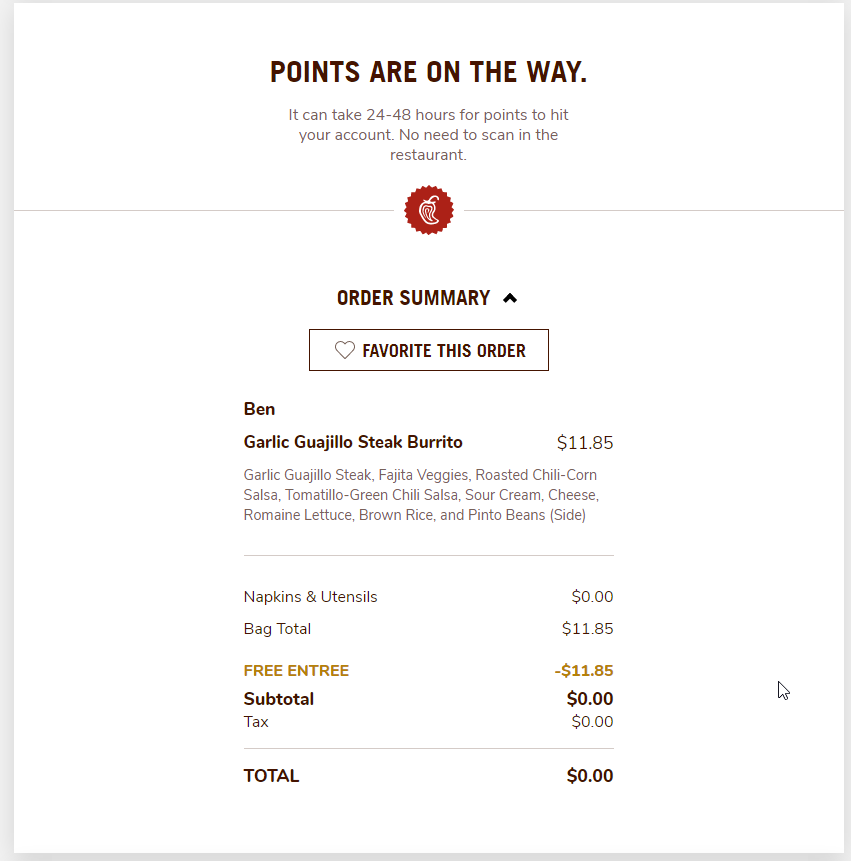 Wario64 on Twitter "Free Chipotle entree w/ code ANA2023 or BRIAL23