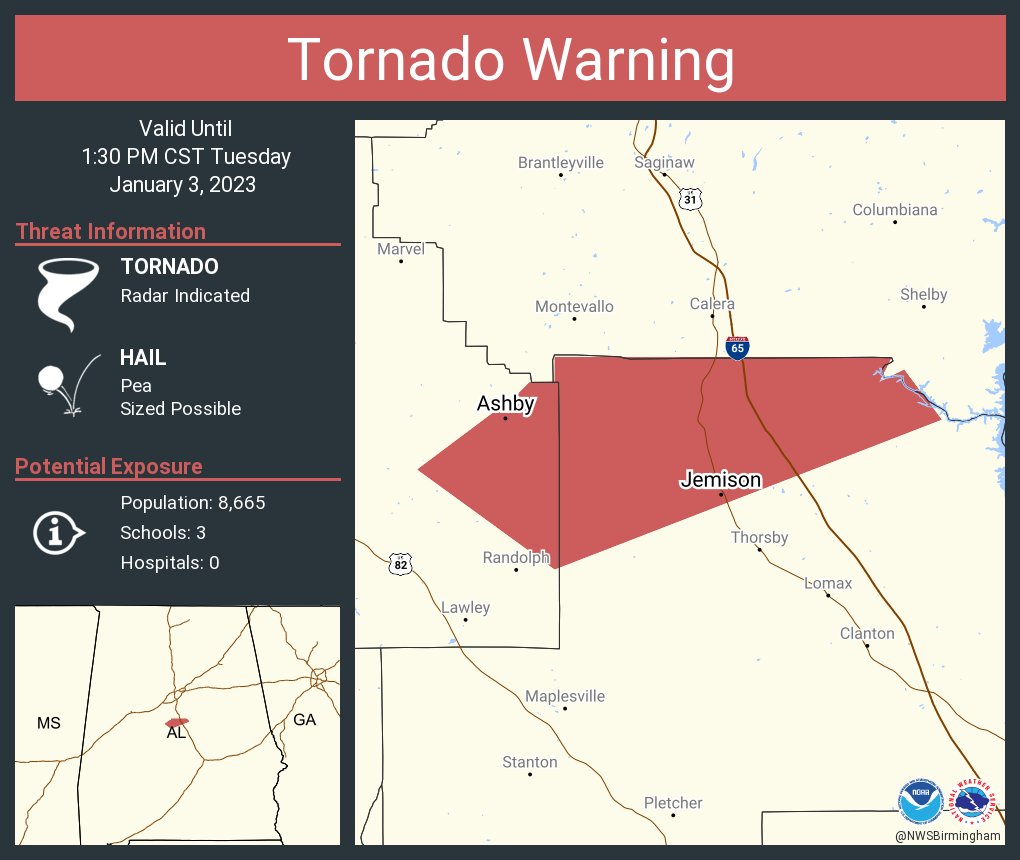 NWS Tornado on Twitter "Tornado Warning continues for Jemison AL and