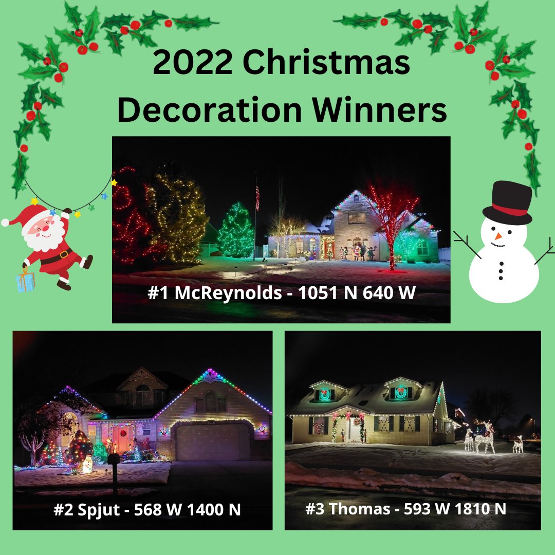 CONGRATULATIONS to the winners of West Bountiful's 2022 Christmas Decorations Contest! It was tough - there were a lot of great  homes to choose from. Lowe's selected the winners and will provide gift card prizes.