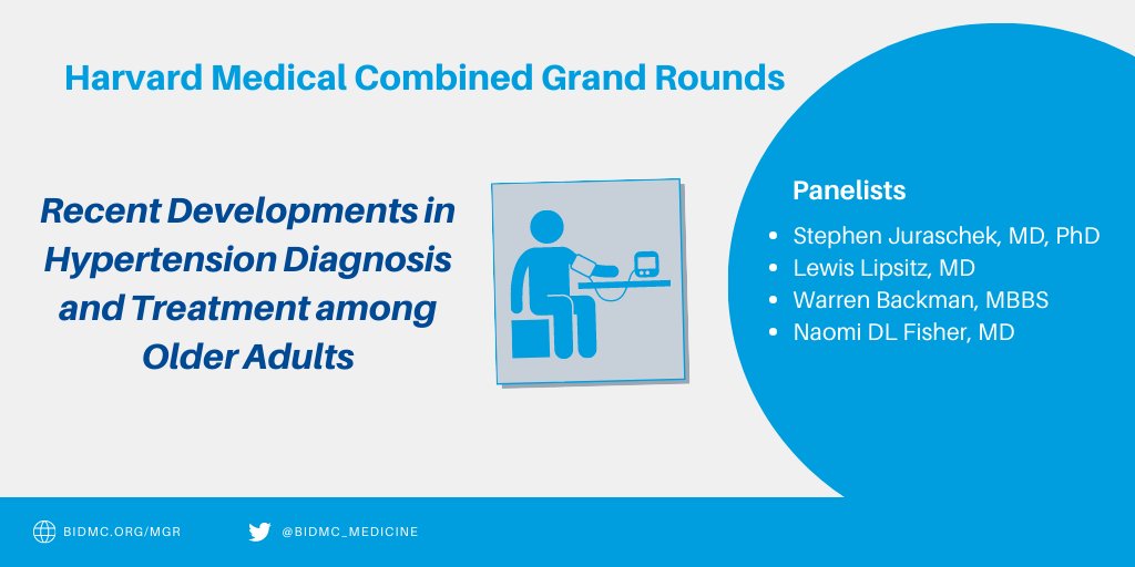 This week's Medical Grand Rounds will be a <a href="/harvardmed/">Harvard Medical School</a> Combined Rounds entitled, "Recent Developments in Hypertension Diagnosis and Treatment among Older Adults." Panelists include Drs. Stephen Juraschek and Lewis Lipsitz. Join us!

📅January 5
🕖8am
💻 bit.ly/3fAyTw9
