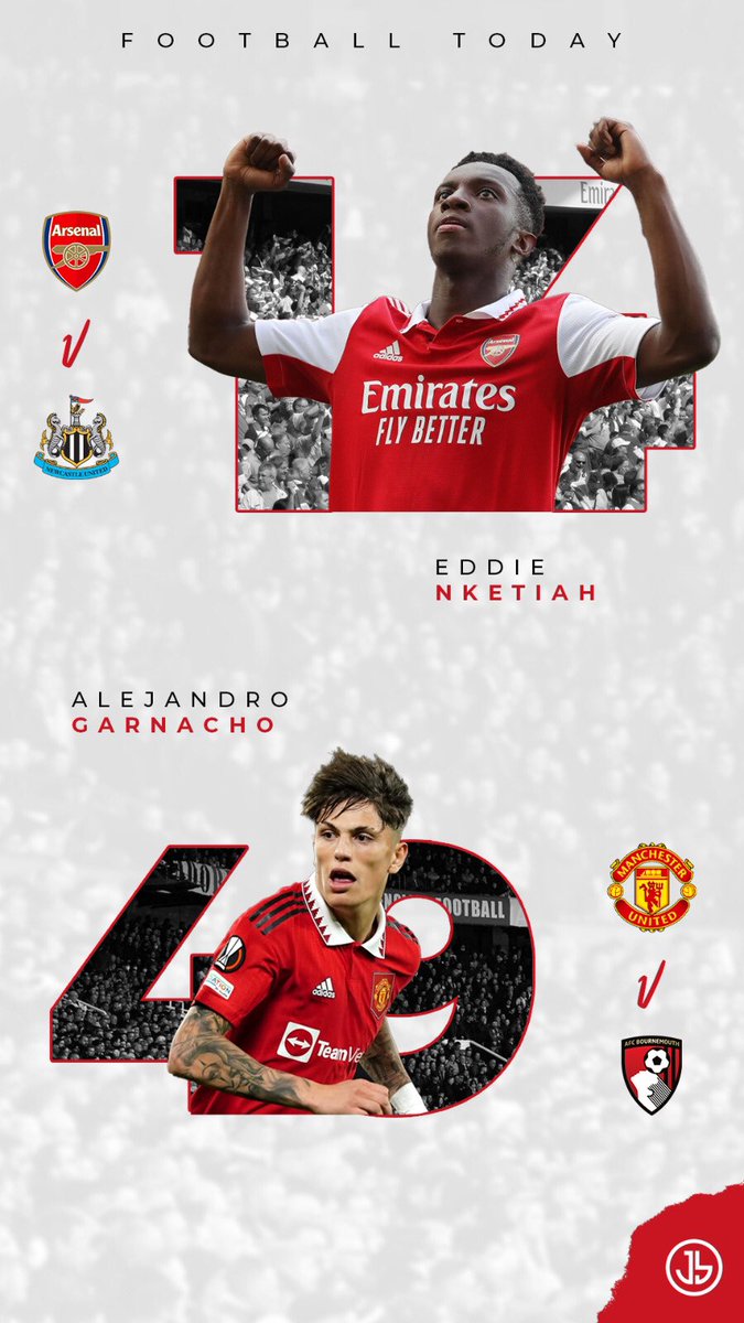 JusBallPF's tweet photo. Two JB athletes involved in Premier League action this evening🔥 #ARSNEW #MUNBOU https://t.co/iFVUQo5R0O