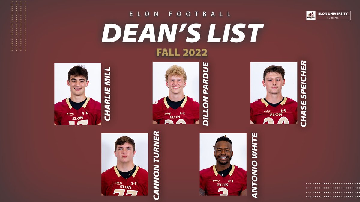 ElonFootball's tweet photo. Proud of the 16 members of our team named to the Dean's List or President's List during the fall semester! #AED https://t.co/O8zbcrGLd8