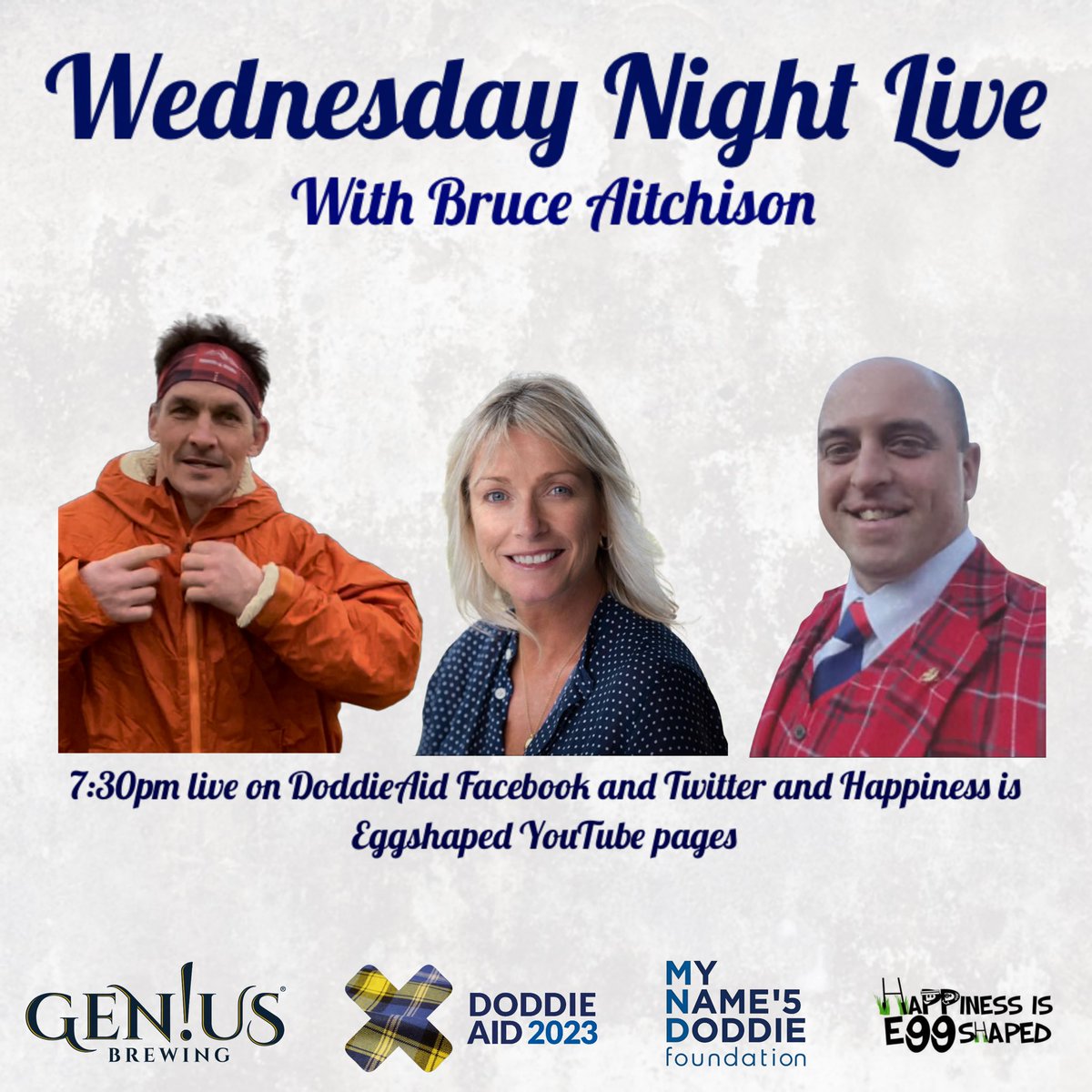 Tomorrow night at 7:30pm we go live with Bruce to talk all things sign ups and DoddieAid, join us for what should be a cracking half hour! #doddieaid2023 #doddieweir #doddieaid #mnd