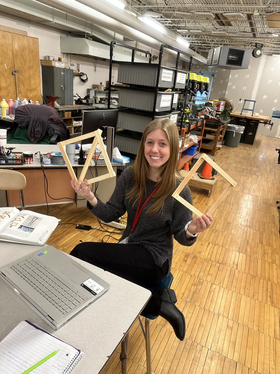 Noyce Scholar Kate, along with her mentor teacher Aditya, made some teaching aids to teach truss design today. Go TECH! #techED #techteachers #clarkson #gotech #noyce