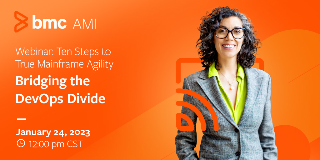 Register now for our January 24 webinar, "Ten Steps to True Mainframe Agility," in which we'll discuss how to take a phased approach to adopting #mainframe #DevOps and how you can achieve wins at each step of the process.

loom.ly/CucXM6s