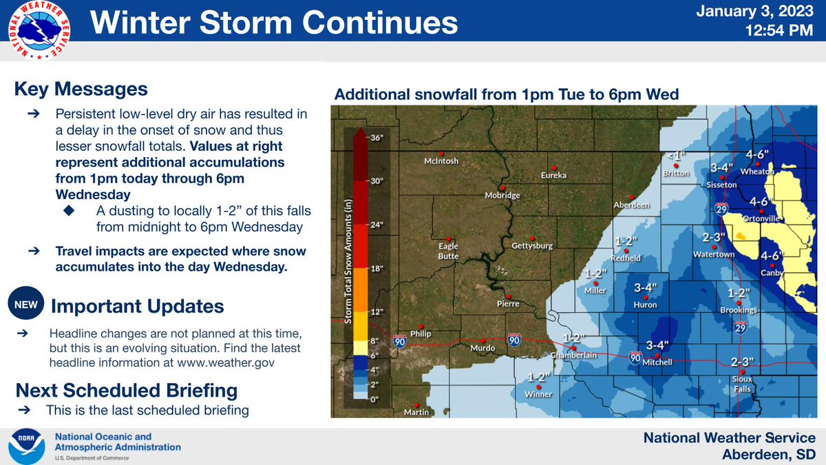 NWS Aberdeen on Twitter "Update on snow potential through Wednesday