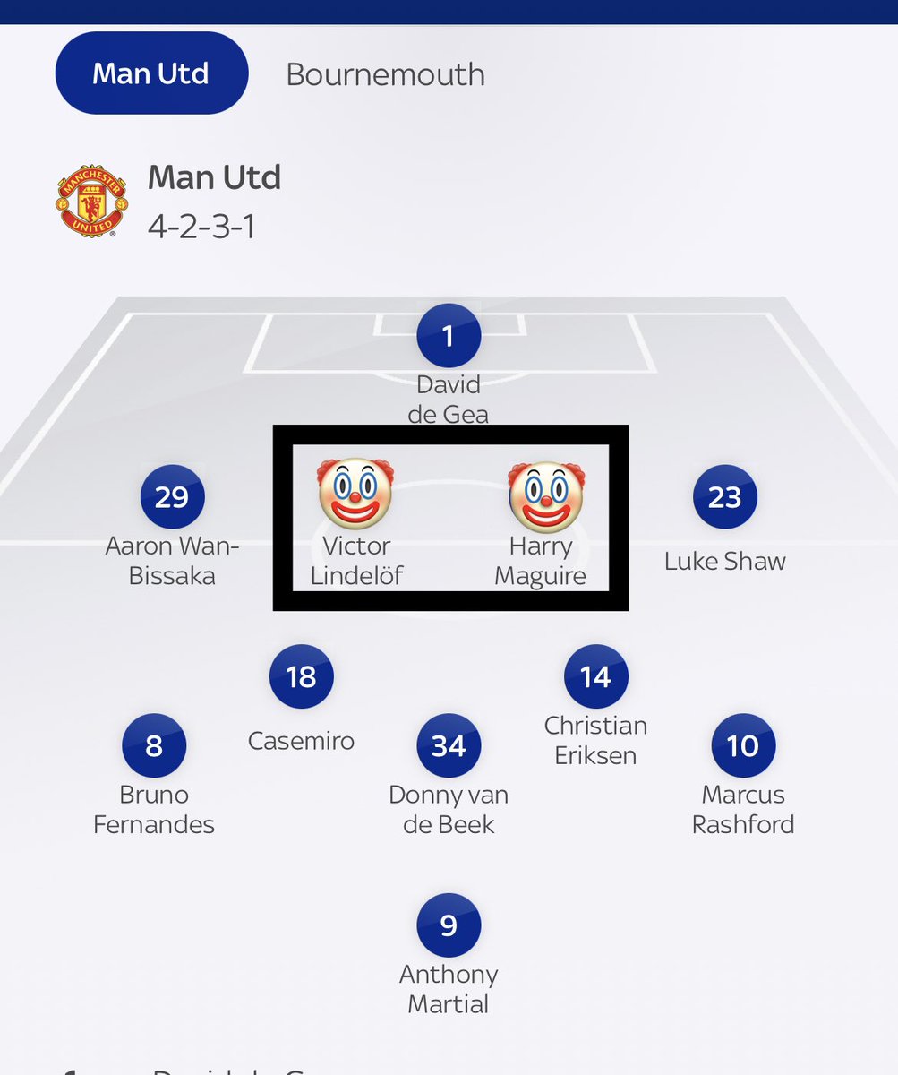 Not feeling all that positive with our centre back pairing #MUNBOU 🤡