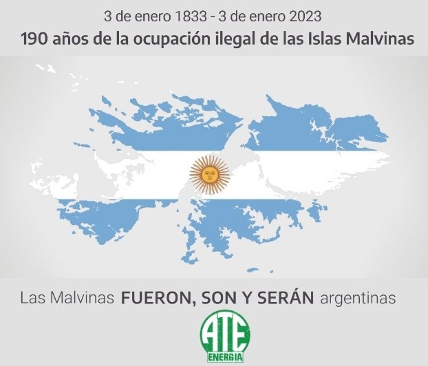 A 190 años de la ocupación ilegal de las Islas Malvinas en manos de las fuerzas británicas, reivindicamos la soberanía argentina sobre Las Malvinas, Sandwich del Sur, Georgias del Sur y espacios marítimos circundantes.

Por siempre #MalvinasArgentinas 🇦🇷