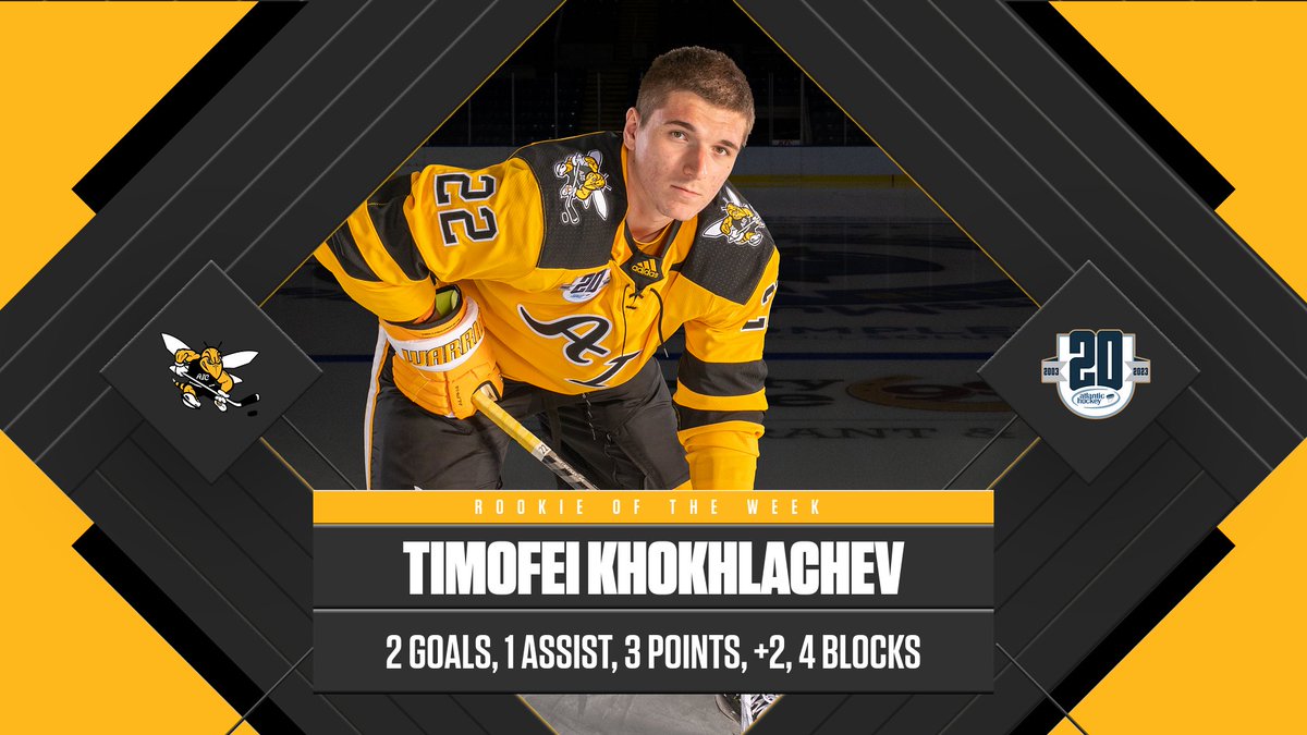 AIC_Hockey's tweet photo. Ending the old year and starting the new one off right! Timofei Khokhlachev is your Atlantic Hockey Rookie of the Week!

#AICommitted https://t.co/qmwmCwfB6Q