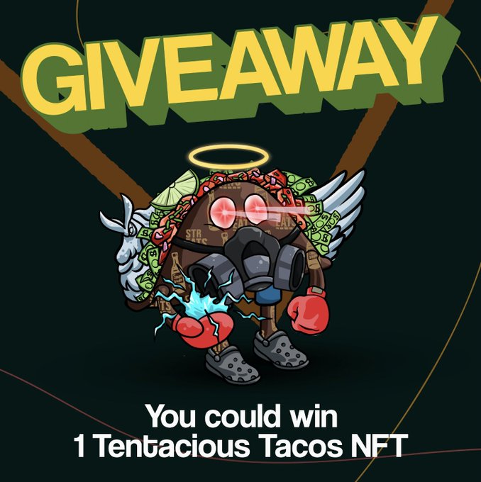 To celebrate our upcoming launch we will be giving away FREE mints every day for the next week!🎉

To enter:
🌮Follow <a href="/TenaciousTacos/">Tenacious Tacos</a>, <a href="/streatskitchen/">StrEATS</a> and <a href="/mikeklassen90/">Mike🏈</a> 
🌮Like &amp; Retweet this post

Mint Details:
🌮Jan 16th
🌮10,000 Supply
🌮0.03 ETH